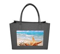 RTFGHJS Starfish Seashell Ocean Beach Tote Bags Reusable Shopping Bag Grocery Bag Felt Handbags Storage Bags Dark Gray