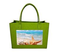RTFGHJS Starfish Seashell Ocean Beach Tote Bags Reusable Shopping Bag Grocery Bag Felt Handbags Storage Bags Light Green