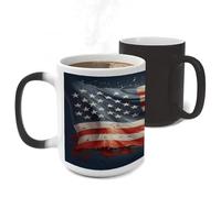 RTFGHJS Stars And Stripes Color Changing Mugs Heat Sensitive Magic Mug 11 Oz Coffee Cup for Office, Ceramic Novelty Tea Mug with Handle for Home, Creative Gifts, Birthday, Anniversary