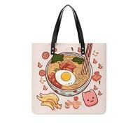 RTFGHJS Steam Train in The Desert Work Tote Bag for Women Leather Shoulder Bag with Magnetic Buckle Purse And Handbags, Delicious Sweet Ramen, 39x39cm