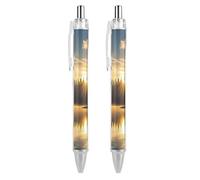 RTFGHJS Sunrise on The Lake Ballpoint Pens Retractable Ball Point Pens Smooth 0.5mm Medium Writing Pen Black Ink Pen for Men Women 2 PCS