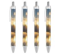 RTFGHJS Sunrise on The Lake Ballpoint Pens Retractable Ball Point Pens Smooth 0.5mm Medium Writing Pen Black Ink Pen for Men Women 4 PCS