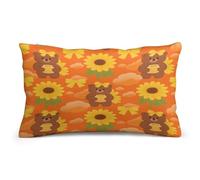 RTFGHJS Sunset Bear Sunflower Pillow Covers 8"x12" Lumbar Throw Pillow Cover, Rectangle Plush Pillowcase Cushion Cover Summer Decorative Pillows Covers for Couch Sofa Bed Living Room Home Decor