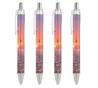 RTFGHJS Sunset Seagulls Ballpoint Pens Retractable Ball Point Pens Smooth 0.5mm Medium Writing Pen Black Ink Pen for Men Women 4 PCS