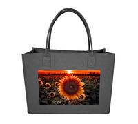 RTFGHJS Sunset Sunflower Tote Bags Reusable Shopping Bag Grocery Bag Felt Handbags Storage Bags, Dark Gray, One Size