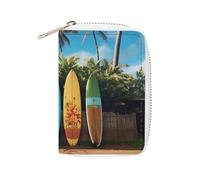 RTFGHJS Surf's Up Surfboard Credit Card Holder Wallet PU Leather Card Case Cards Protector Front Pocket Wallets