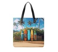 RTFGHJS Surf's Up Surfboard Work Tote Bag for Women Leather Shoulder Bag with Magnetic Buckle Purse And Handbags