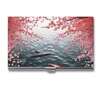 RTFGHJS Swimming with Cherry Blossom Business Card Holder, Metal Slim Name Card Case, Pocket Cards Holder for Women Or Men, Name Cards Booklet for Professionals, Executives