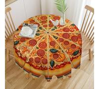 RTFGHJS Tablecloth Washable - Waterproof Farmhouse Table Cover for Kitchen Dining, A Full Pizza Round Table Cloth Heavy Duty Outdoor Indoor Use for Parties Picnics 50x50in