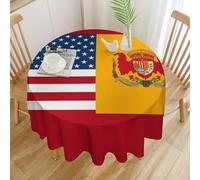 RTFGHJS Tablecloth Washable - Waterproof Farmhouse Table Cover for Kitchen Dining, American Spain Flag Round Table Cloth Heavy Duty Outdoor Indoor Use for Parties Picnics 36x36in