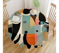 RTFGHJS Tablecloth Washable - Waterproof Farmhouse Table Cover for Kitchen Dining, Mid Century Modern Art Cat Round Table Cloth Heavy Duty Outdoor Indoor Use for Parties Picnics 60x60in