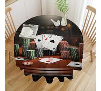 RTFGHJS Tablecloth Washable - Waterproof Farmhouse Table Cover for Kitchen Dining, Poker Tournament Round Table Cloth Heavy Duty Outdoor Indoor Use for Parties Picnics 60x60in