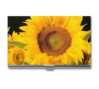 RTFGHJS Tahiti Beach Business Card Holder, Metal Slim Name Card Case, Pocket Cards Holder for Women Or Men, Name Cards Booklet for Professionals, Executives, Golden Yellow Sunflower, One Size