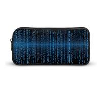 RTFGHJS The Blue Binary Matrix Pencil Case, Large Capacity Zipper Pencil Pouch Portable Office Stationery Makeup Bag, Desk Organizer for Stationery, Travel Toiletry, Makeup, Supplies