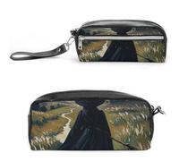 RTFGHJS The Witch of Darkness Pencil Case, Large Capacity Pencil Pouch, Leather Small Makeup Bag, Portable Zipper Stationery Bag for Stationery, Travel Toiletry, Makeup, Supplies