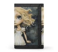 RTFGHJS Trifold Wallet for Men, A Brown Rabbit Coin Purse Slim Money Clip Credit Card Holder with 8 Card Slots, Blonde Girl with Big Eyes, One Size, Modern