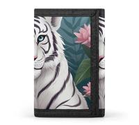 RTFGHJS Trifold Wallet for Men, Bird Fire And Water Coin Purse Slim Money Clip Credit Card Holder with 8 Card Slots, Cute White Tiger, One Size, Modern