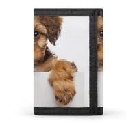 RTFGHJS Trifold Wallet for Men, Black And White Cats Coin Purse Slim Money Clip Credit Card Holder with 8 Card Slots, Small Brown Dog, One Size, Modern