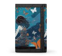 RTFGHJS Trifold Wallet for Men, Black And White Cats Coin Purse Slim Money Clip Credit Card Holder with 8 Card Slots, Girl Playing Piano, One Size, Modern