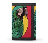 RTFGHJS Trifold Wallet for Men, Cartoon Style Leaves Coin Purse Slim Money Clip Credit Card Holder with 8 Card Slots, Two Red Parrots, One Size, Modern