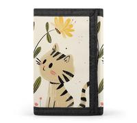 RTFGHJS Trifold Wallet for Men, Cartoon Style Leaves Coin Purse Slim Money Clip Credit Card Holder with 8 Card Slots, Draw Two Cats, One Size, Modern