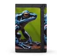 RTFGHJS Trifold Wallet for Men, Cat Butterfly Coin Purse Slim Money Clip Credit Card Holder with 8 Card Slots, Dart Frog Blue, One Size, Modern