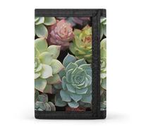 RTFGHJS Trifold Wallet for Men, Chameleon Coin Purse Slim Money Clip Credit Card Holder with 8 Card Slots, Green Succulents, One Size, Modern
