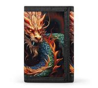 RTFGHJS Trifold Wallet for Men, Chameleon Coin Purse Slim Money Clip Credit Card Holder with 8 Card Slots, Chinese Dragon, One Size, Modern