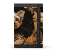 RTFGHJS Trifold Wallet for Men, Egyptian Pyramids Coin Purse Slim Money Clip Credit Card Holder with 8 Card Slots, Yorkshire Terrier in the Cave, One Size, Modern