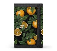 RTFGHJS Trifold Wallet for Men, Elegant Spring Daisy Flowers Coin Purse Slim Money Clip Credit Card Holder with 8 Card Slots, Oranges and leaves, One Size, Modern
