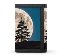 RTFGHJS Trifold Wallet for Men, Elegant Spring Daisy Flowers Coin Purse Slim Money Clip Credit Card Holder with 8 Card Slots, Pine trees of the moon, One Size, Modern