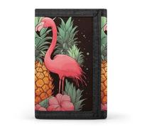 RTFGHJS Trifold Wallet for Men, Fire And Ice Dragons Coin Purse Slim Money Clip Credit Card Holder with 8 Card Slots, Pineapple flamingos, One Size, Modern
