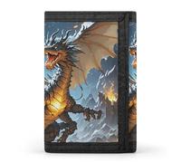 RTFGHJS Trifold Wallet for Men, Fire And Ice Dragons Coin Purse Slim Money Clip Credit Card Holder with 8 Card Slots, Fire and ice dragons, One Size, Modern