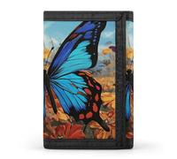 RTFGHJS Trifold Wallet for Men, Fire And Water Phoenix Coin Purse Slim Money Clip Credit Card Holder with 8 Card Slots, Big Butterfly, One Size, Modern