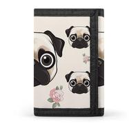 RTFGHJS Trifold Wallet for Men, Fire And Water Phoenix Coin Purse Slim Money Clip Credit Card Holder with 8 Card Slots, Line pug, One Size, Modern