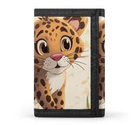 RTFGHJS Trifold Wallet for Men, Funny Ladybug Holding Umbrellas Coin Purse Slim Money Clip Credit Card Holder with 8 Card Slots, Cute Baby Jaguar, One Size, Modern