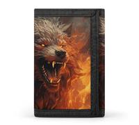 RTFGHJS Trifold Wallet for Men, Many Zombie Coin Purse Slim Money Clip Credit Card Holder with 8 Card Slots, Wild Wolf in the Fire, One Size, Modern