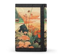 RTFGHJS Trifold Wallet for Men, Modern Art Cat Coin Purse Slim Money Clip Credit Card Holder with 8 Card Slots, Frog on Mountain, One Size, Modern