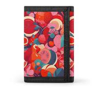 RTFGHJS Trifold Wallet for Men, Rainbow Cartoon Cat Coin Purse Slim Money Clip Credit Card Holder with 8 Card Slots, Colorful Food Patterns, One Size, Modern