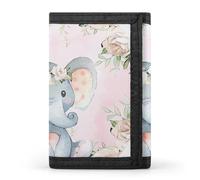 RTFGHJS Trifold Wallet for Men, Space Themed Art Coin Purse Slim Money Clip Credit Card Holder with 8 Card Slots, Cute Elephant_80395810, One Size, Modern