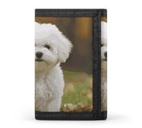 RTFGHJS Trifold Wallet for Men, Yorkie Puppy Coin Purse Slim Money Clip Credit Card Holder with 8 Card Slots, Bichon Frise Dog, One Size, Modern
