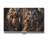 RTFGHJS Two Owls on The Tree Business Card Holder, Metal Slim Name Card Case, Pocket Cards Holder for Women Or Men, Name Cards Booklet for Professionals, Executives