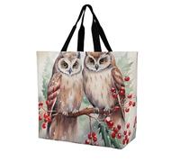 RTFGHJS Two Owls on The Tree Tote Bags, Reusable Grocery Bags, Large Shopping Bag, Shoulder Bag for Women