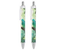 RTFGHJS Two Parakeets Ballpoint Pens Retractable Ball Point Pens Smooth 0.5mm Medium Writing Pen Black Ink Pen for Men Women 2 PCS