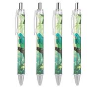 RTFGHJS Two Parakeets Ballpoint Pens Retractable Ball Point Pens Smooth 0.5mm Medium Writing Pen Black Ink Pen for Men Women 4 PCS