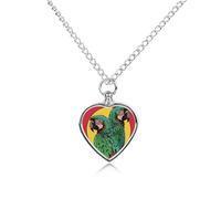 RTFGHJS Two Red Parrots Urn Necklace for Ashes Personalized Cremation Jewelry Heart Pendant Keepsake Jewelry for Dog Cat Sympathy Gift for Pets Lovers