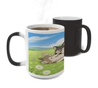 RTFGHJS Two Wolf Hug Color Changing Mugs Heat Sensitive Magic Mug 11 Oz Coffee Cup for Office, Ceramic Novelty Tea Mug with Handle for Home, Creative Gifts, Birthday, Anniversary