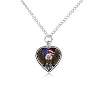 RTFGHJS USA Flag Patriotic Eagle Urn Necklace for Ashes Personalized Cremation Jewelry Heart Pendant Keepsake Jewelry for Dog Cat Sympathy Gift for Pets Lovers