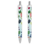 RTFGHJS Various Berry Paintings Ballpoint Pens Retractable Ball Point Pens Smooth 0.5mm Medium Writing Pen Black Ink Pen for Men Women 2 PCS