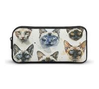 RTFGHJS Various Cat Breeds Pencil Case, Large Capacity Zipper Pencil Pouch Portable Office Stationery Makeup Bag, Desk Organizer for Stationery, Travel Toiletry, Makeup, Supplies
